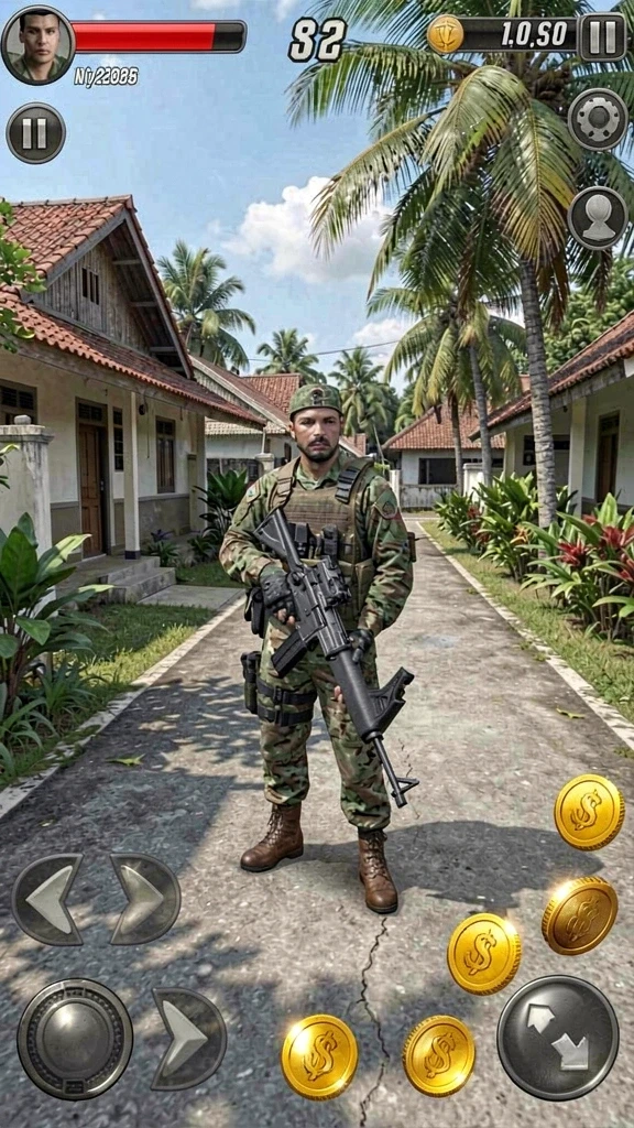 Screenshot penuh aksi dari level yang menantang.